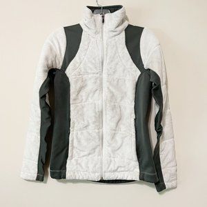 Columbia Size S Omni Heat Fleece Jacket White Color Block Zip Pocket Mock Neck